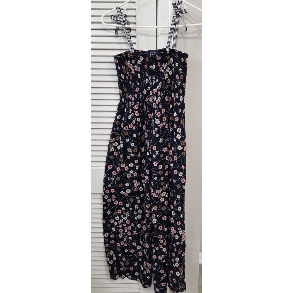 Womens Tommy Hilfiger Navy & Floral Jumpsuit Striped Tie Shoulder Straps Size S